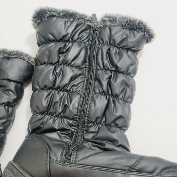 Totes Ankle Rain Boots Side Buckle & Zip Round Toe Fax Fur Solid Black 10M - Picture 5 of 7